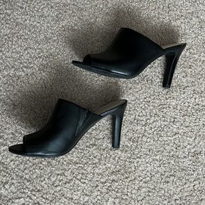 Black Franco Sarto High Heeled Slides